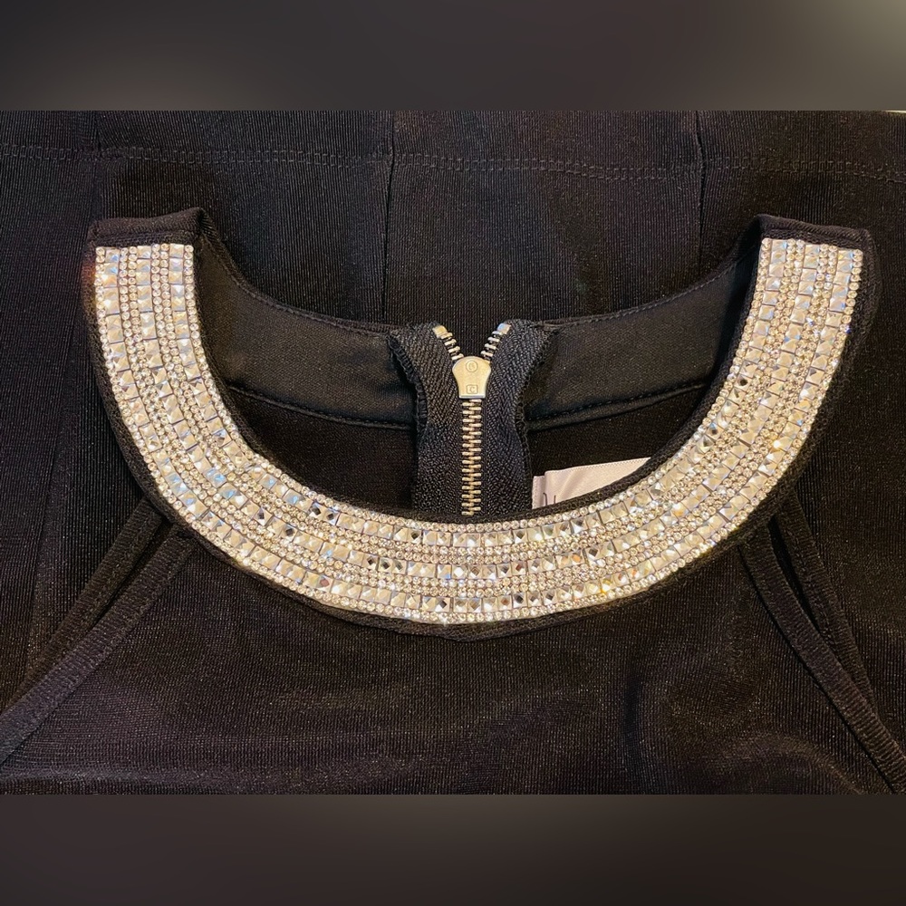 NWT Small Black and Rhinestone Cocktail/Evening-wear Dress - Picture 6 of 12